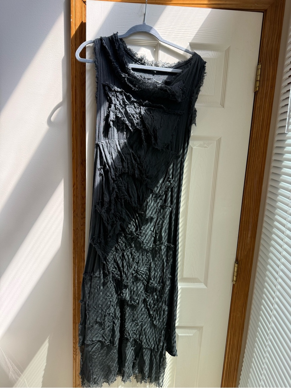 Made in Italy Black Textured Sleeveless Maxi Dress
